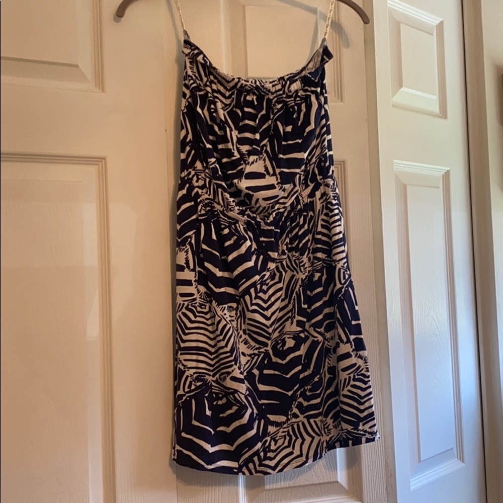 Lilly Pulitzer summer strapless dress.